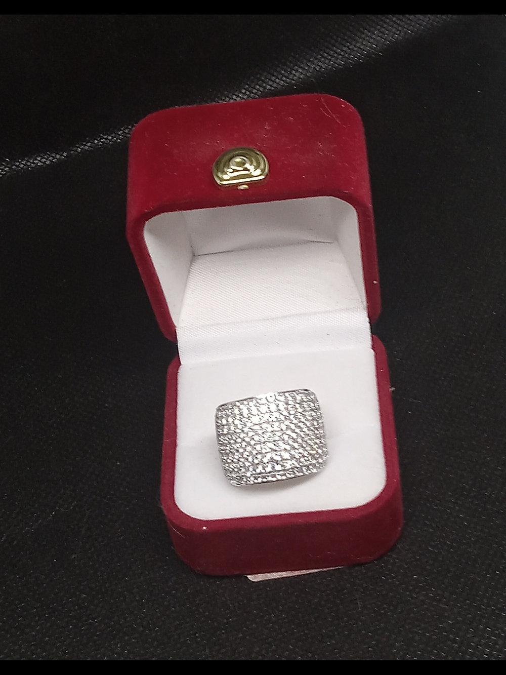 Silver Pavé Square Cocktail Ring - Women Jewelry